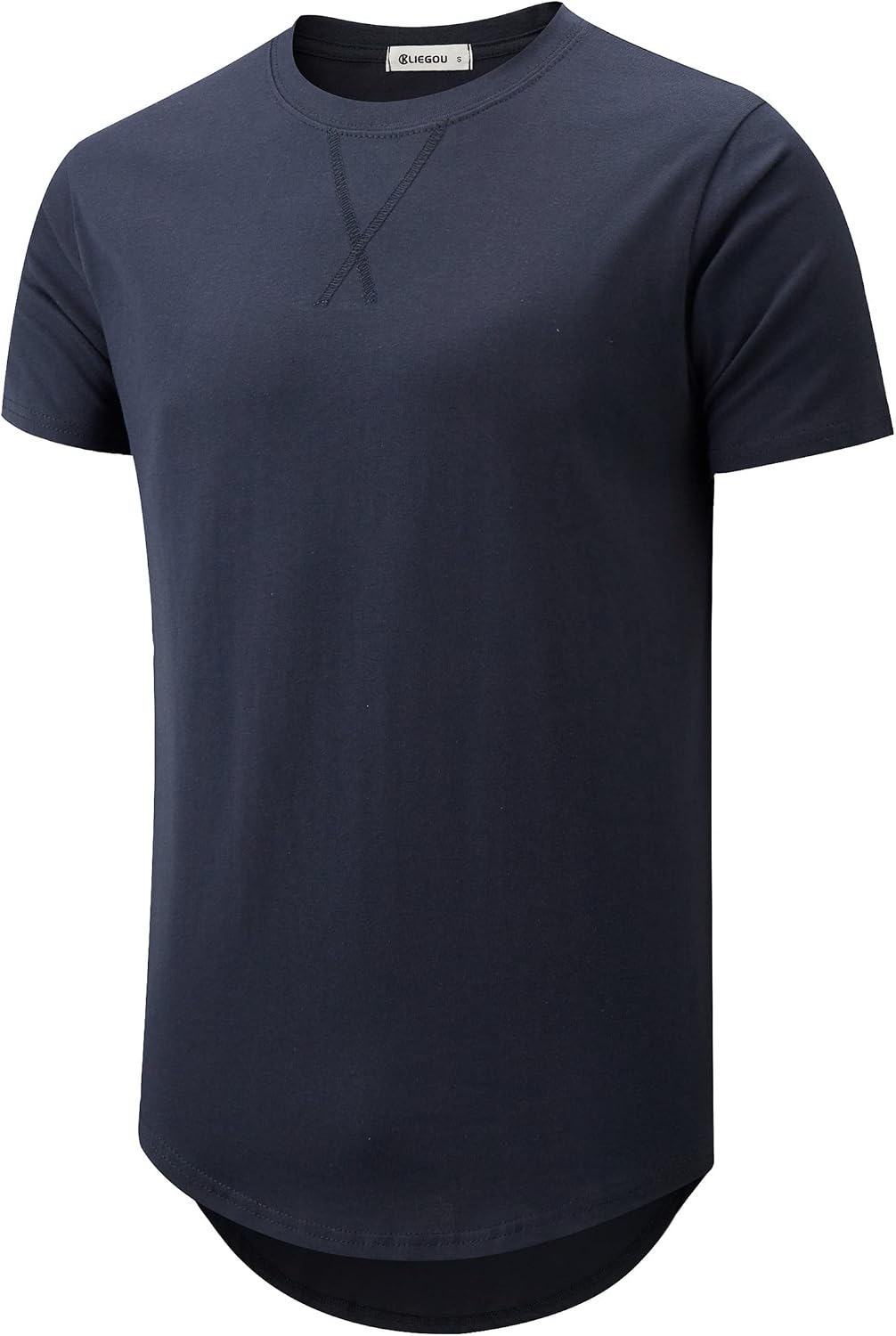 KLIEGOU Men's 100% Cotton Longline T-Shirt, Pre-Shrunk Soft - Royal Blue