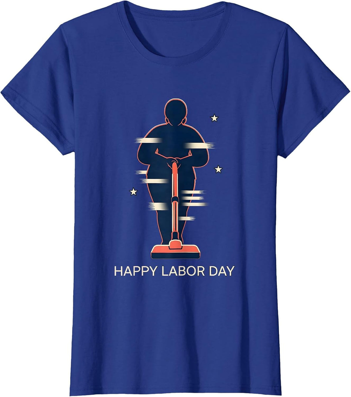 Women's Happy Labor Day Patriotic Woman Messy Bun Humor Graphic T-Shirt - Royal Blue