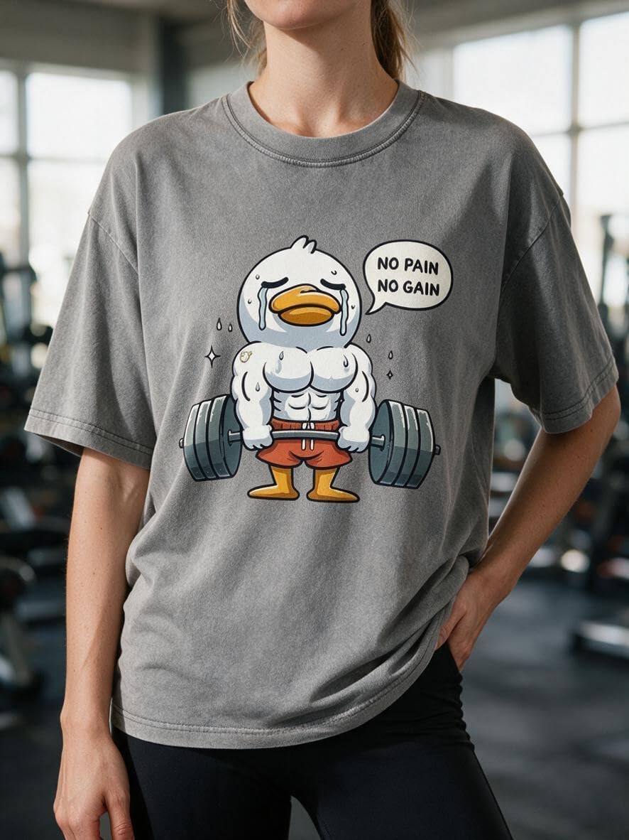 Iron Panda -Funny Gym Shirts for Men- Weightlifting Duck Graphic Printed Workout T-Shirt for Fitness & Training-Athletic