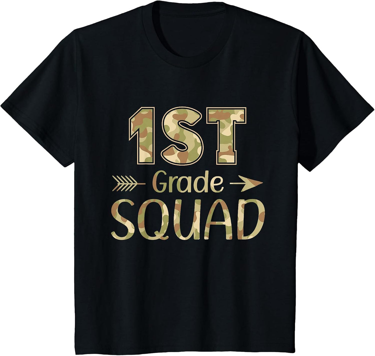 1st Grade Squad Teacher & Student Camo Back to School T-Shirt - Black