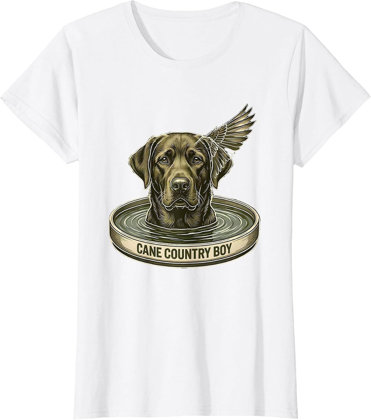 Cane Country Boy Vintage Labrador Hunting Dog Waterfowl T-Shirt - White