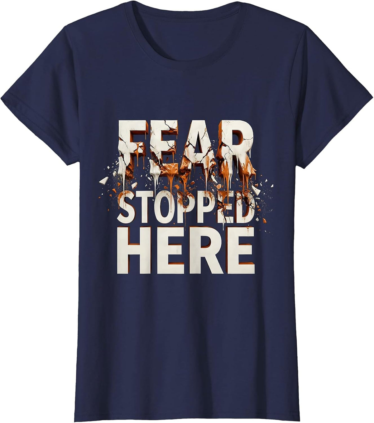 Women's Fear Stopped Here Faith Over Fear Graphic Design T-Shirt - Navy Blue