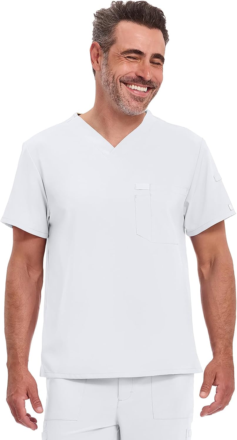 Dickies EDS Essentials Scrub Top for Men V-Neck Design - White