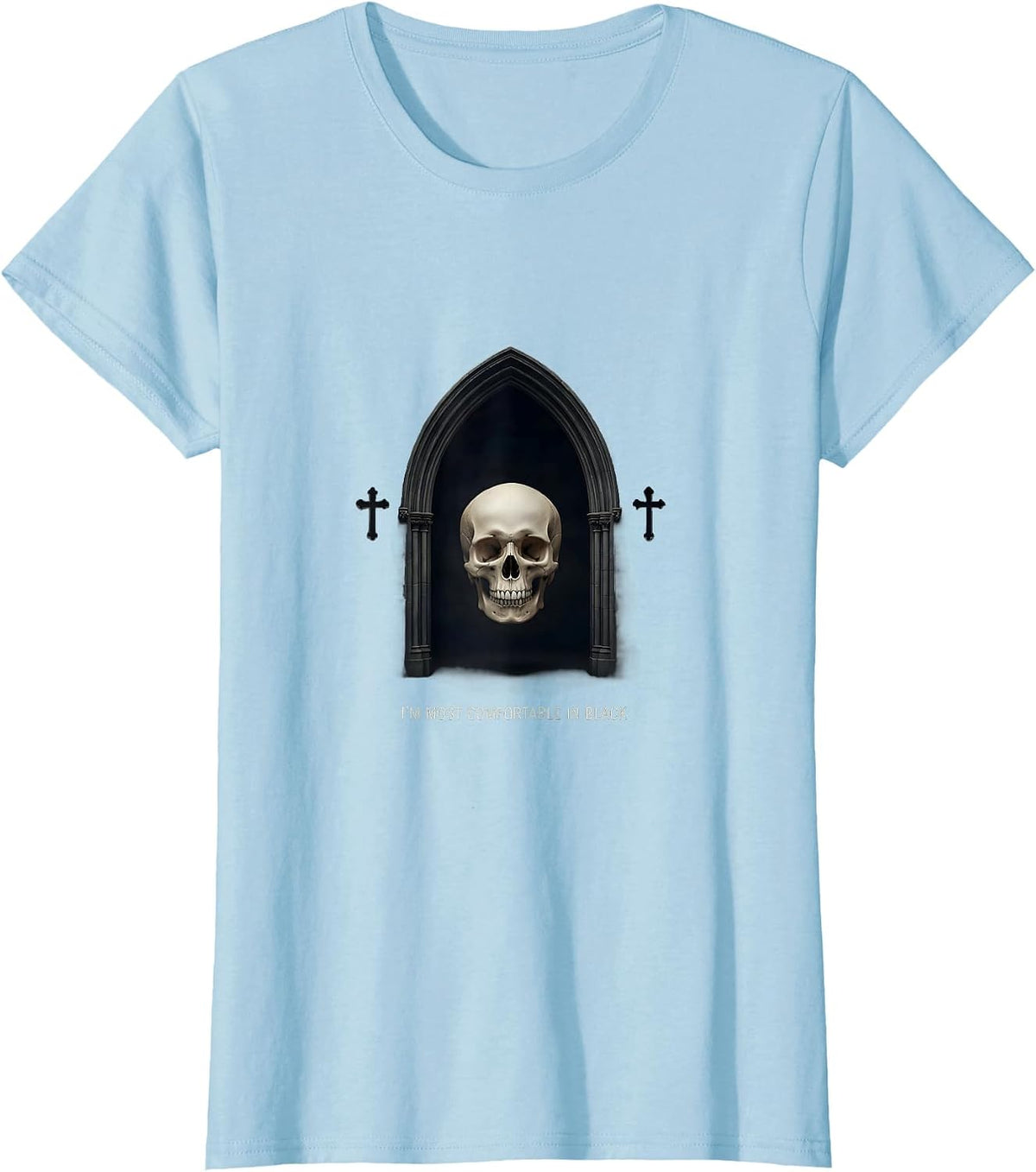 I'm Most Comfortable In Black Minimal Gothic Alt Y2K Grunge T-Shirt - Baby Blue