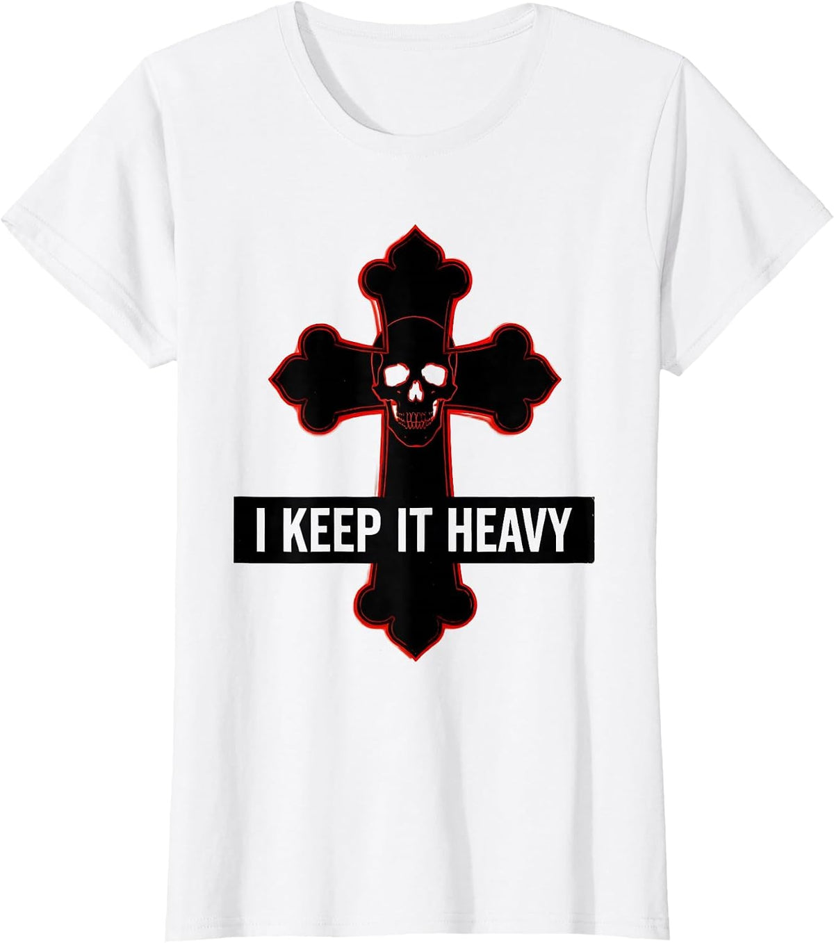I Keep It Heavy Gothic Skull Alt Y2K Emo Aesthetic T-Shirt - White