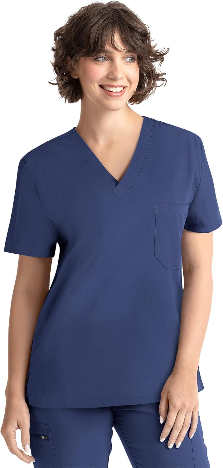 Tru Basic Unisex V-Neck 1-Pocket Scrub Top 10101 - Navy