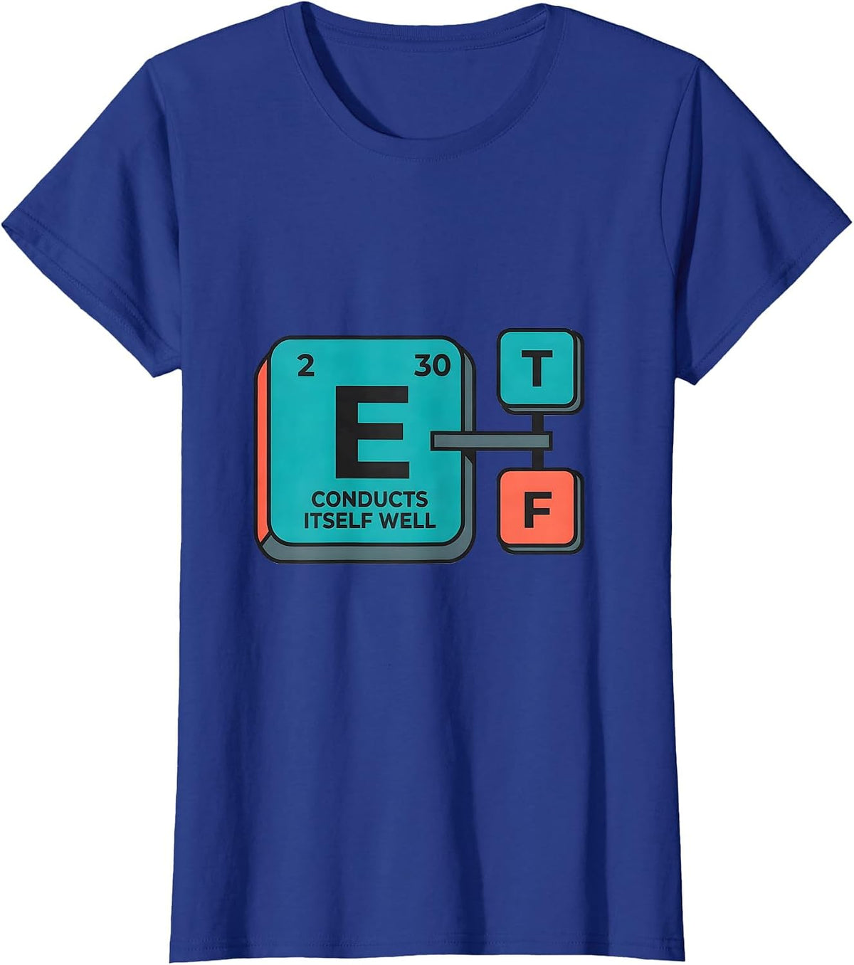 Women's Conducts Itself Well Funny Science Chemistry Pun Humor T-Shirt - Royal Blue