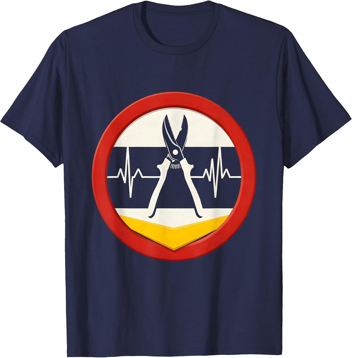 Men's Pruning Shear Badge Modern Gardener Hobbyist Novelty T-Shirt - Navy Blue