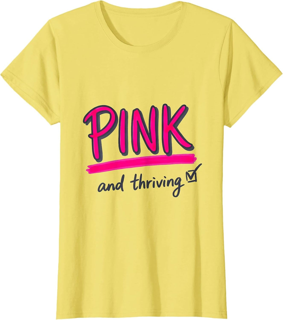 Women's Pink and Thriving Flamingo Graphic Design T-Shirt - Lemon Yellow