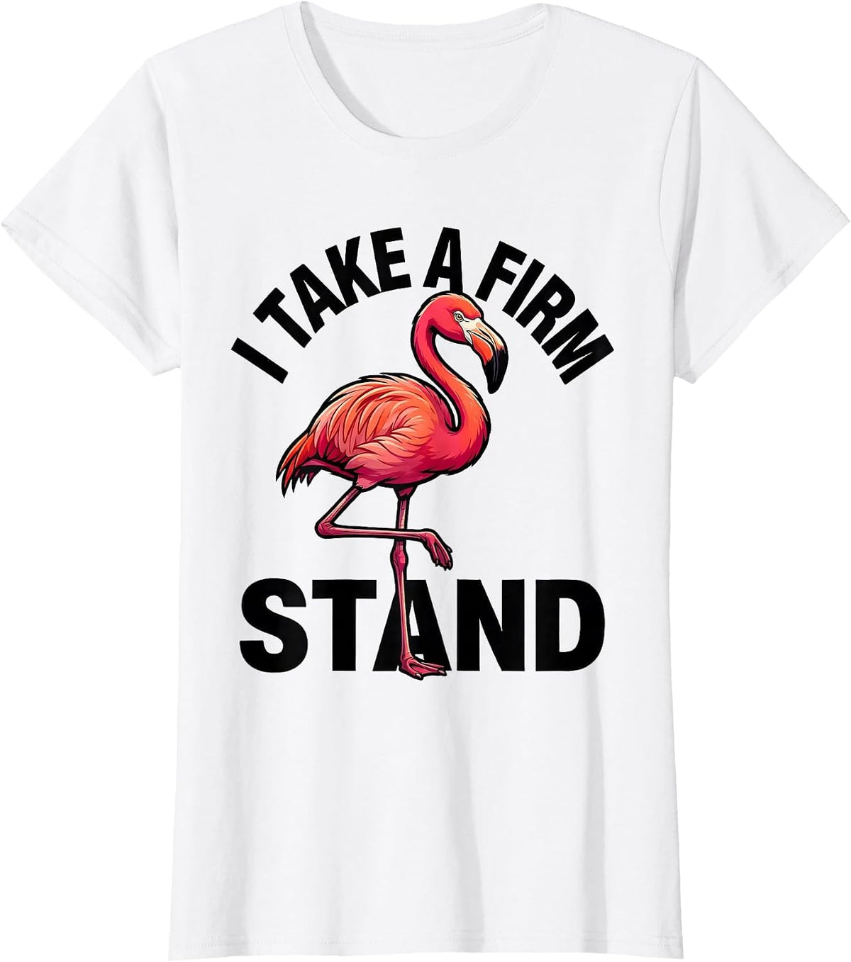 I Take A Firm Stand Funny Flamingo Cartoon Bird Lover Summer T-Shirt - White