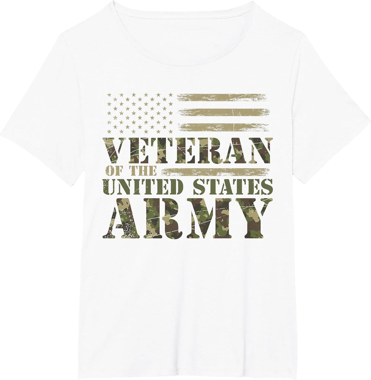 Proud Soldier United States Army USA Flag Camouflage Veteran T-Shirt - White