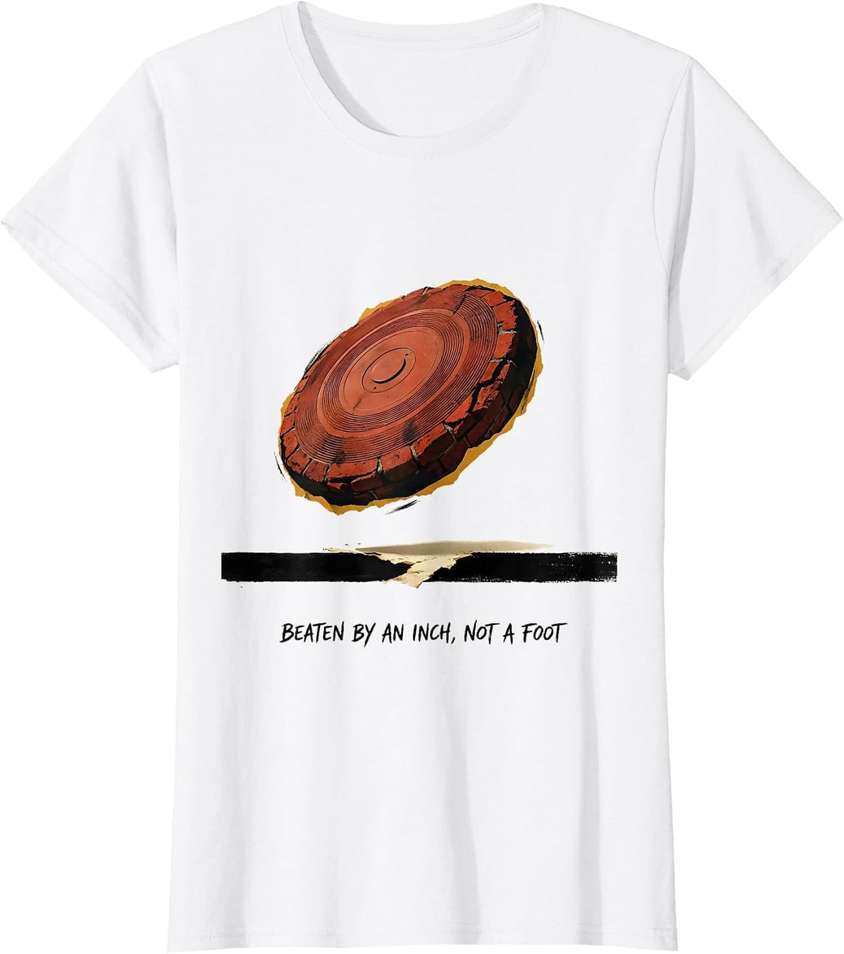 Beaten By An Inch Not A Foot Funny Track And Field Thrower T-Shirt - White