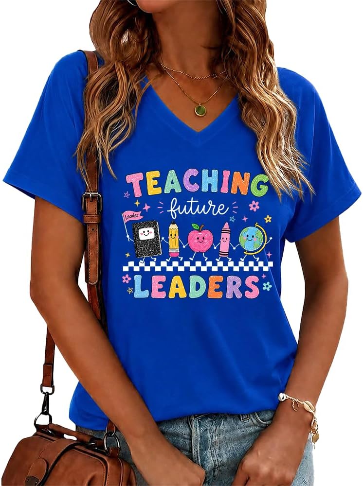Teaching Future Leaders Teacher Shirt Back to School T-Shirt - Royal Blue1