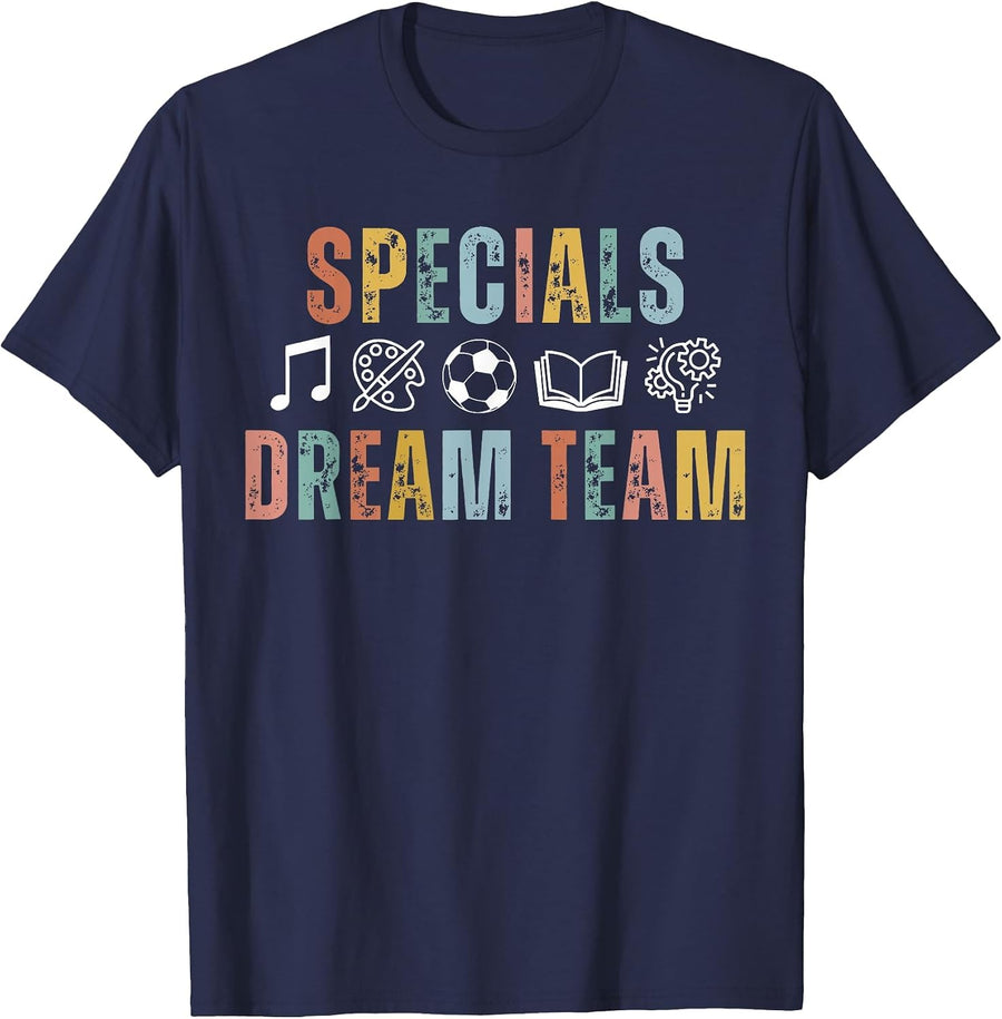 Specials Dream Team Teacher Back to School Art Music PE T-Shirt - Navy Blue