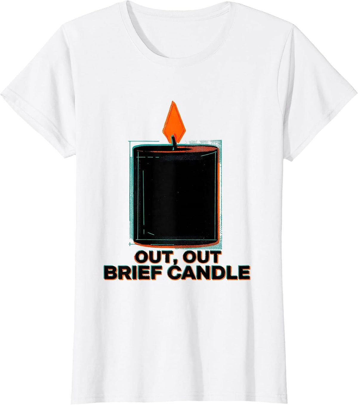 Out Out Brief Candle Risograph Shakespeare Literary Quote T-Shirt - White