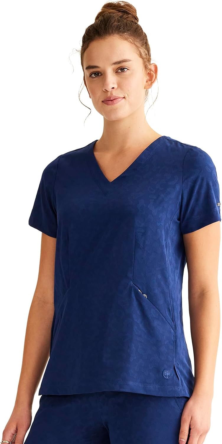 Healing Hands Jolie Scrubs Tops for Women V Neck Modern Fit 2 Pockets - Navy