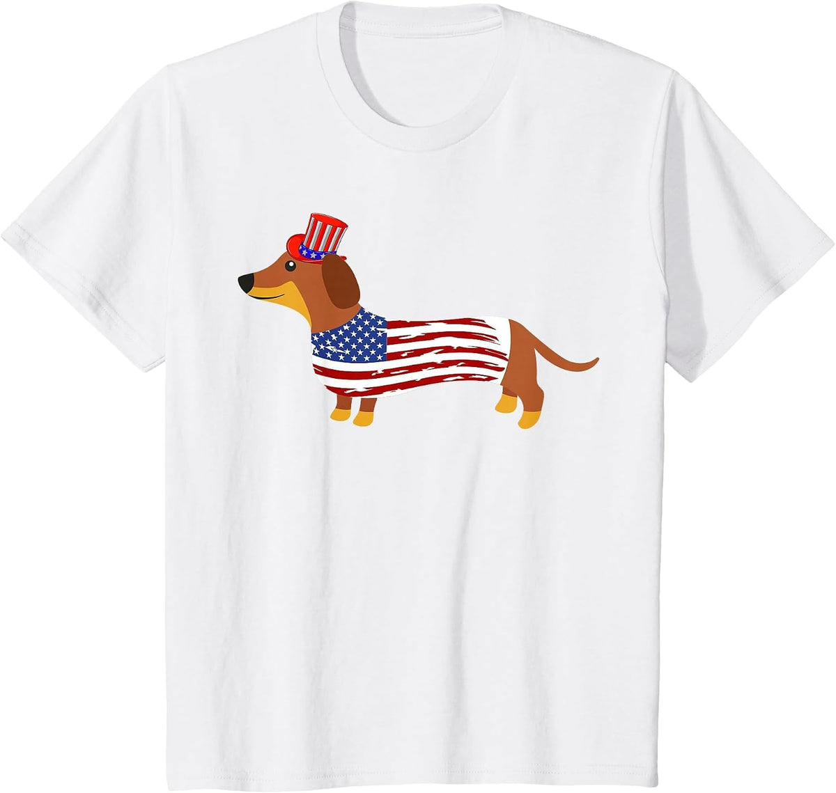 Dachshund 4th of July - American Flag Dachshund T-Shirt - White