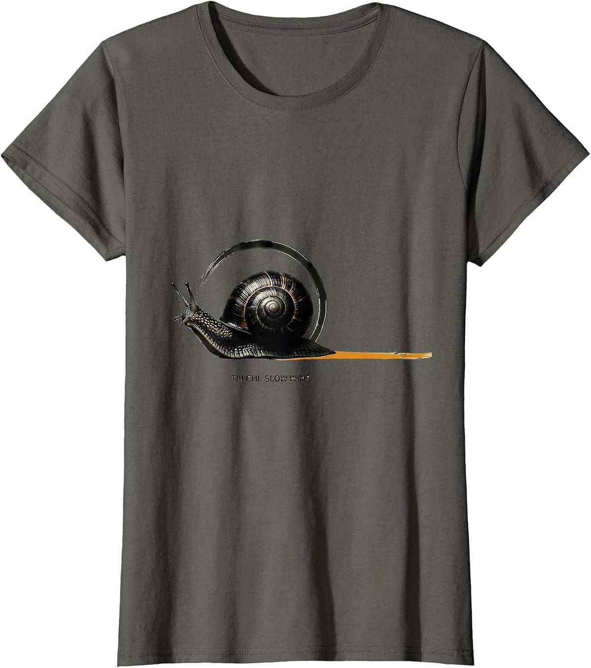 Women's Tai Chi Slow Wins Conceptual Zen Balance Symbol Martial Arts T-Shirt - Asphalt Grey