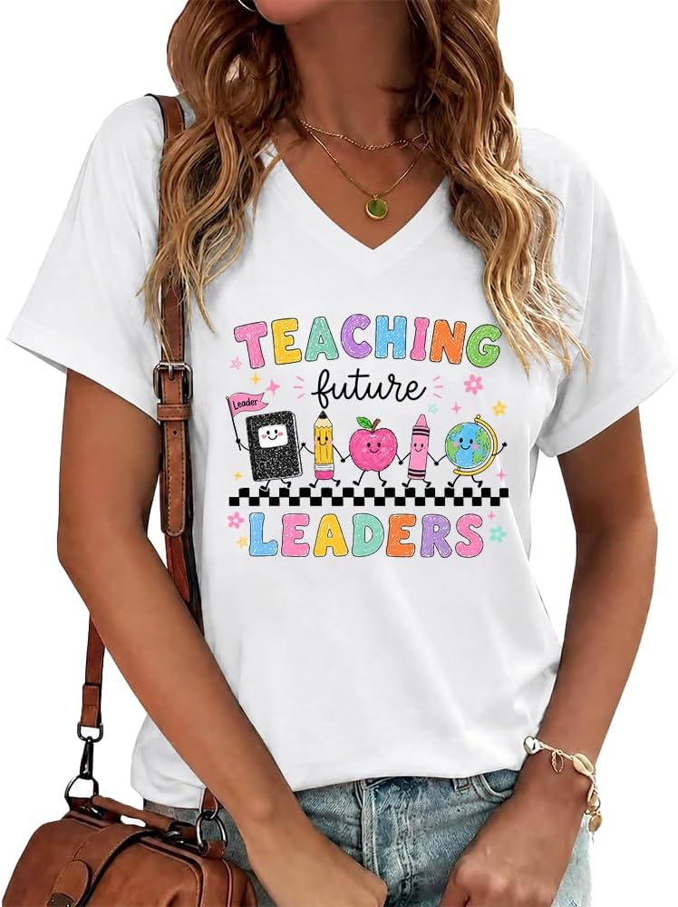 Teaching Future Leaders Teacher Shirt Back to School T-Shirt - White1