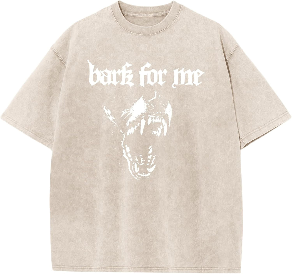 Goth Grunge Shirts for Women Gothic Bark for Me Punk Streetwear Shirt Y2k Graphic Tees Oversized Acid Wash Tshirt - Apricot