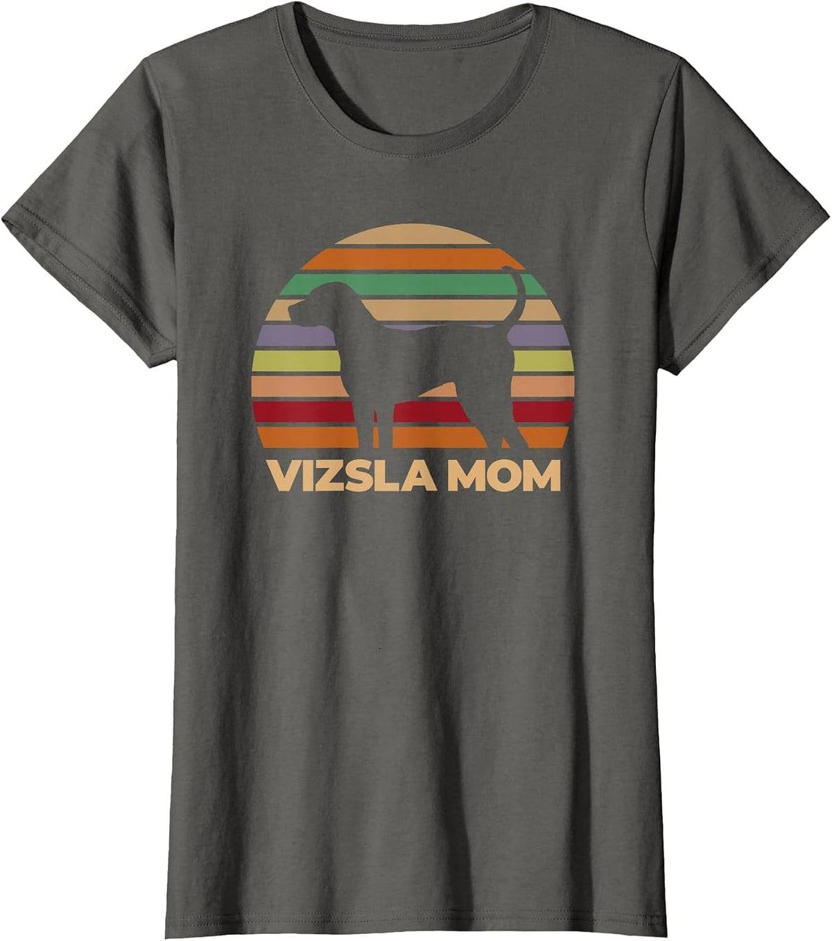 Vizsla Mom, for Women, Girl, Dog Owners, Retro T-Shirt - Asphalt Grey