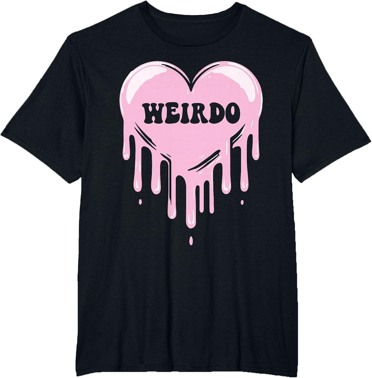 Weirdo Dripping Heart Pastel Goth Emo Punk Aesthetic T-Shirt - Black