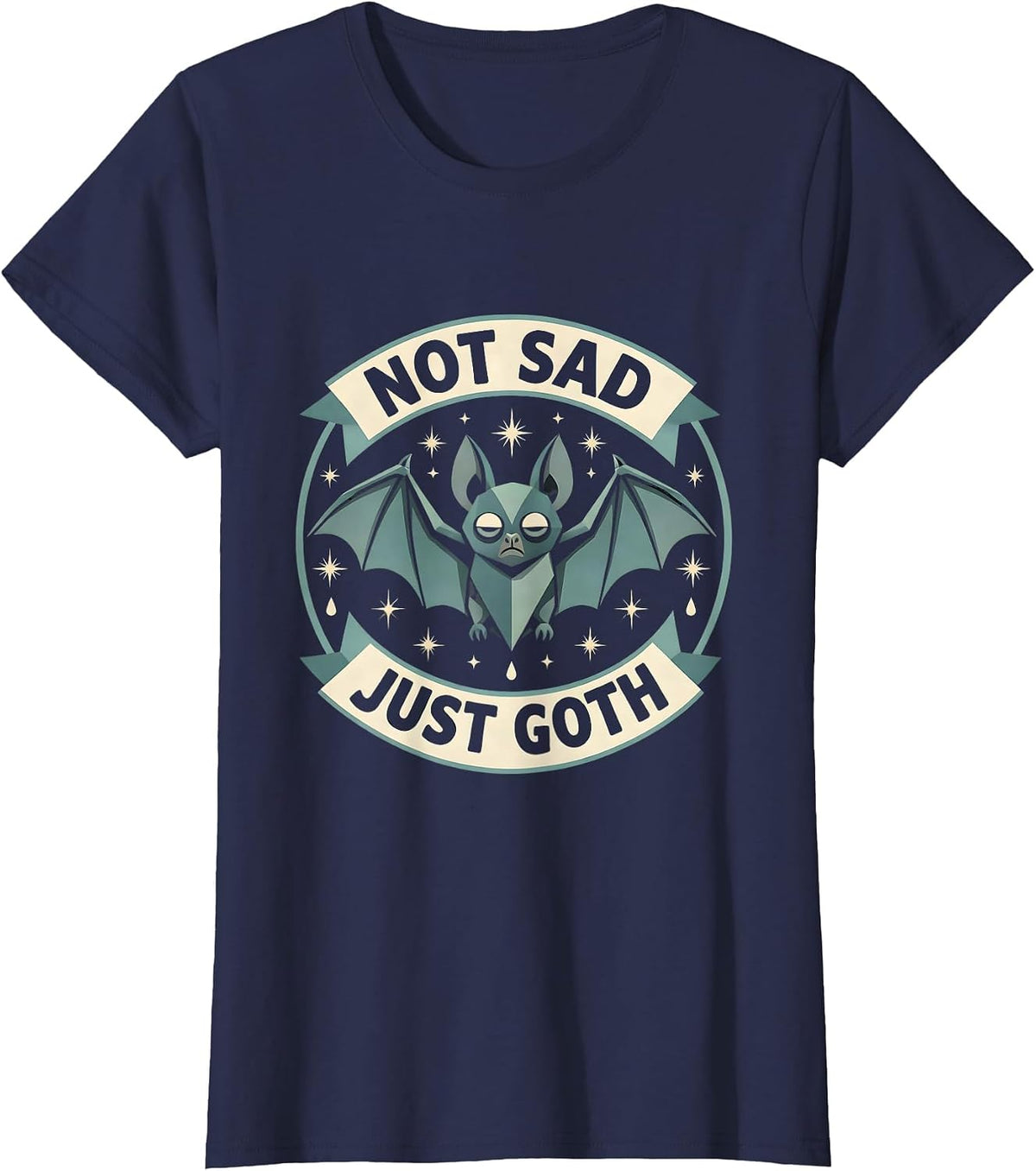 Women's Not Sad Just Goth Dark Aesthetic Design T-Shirt - Navy Blue