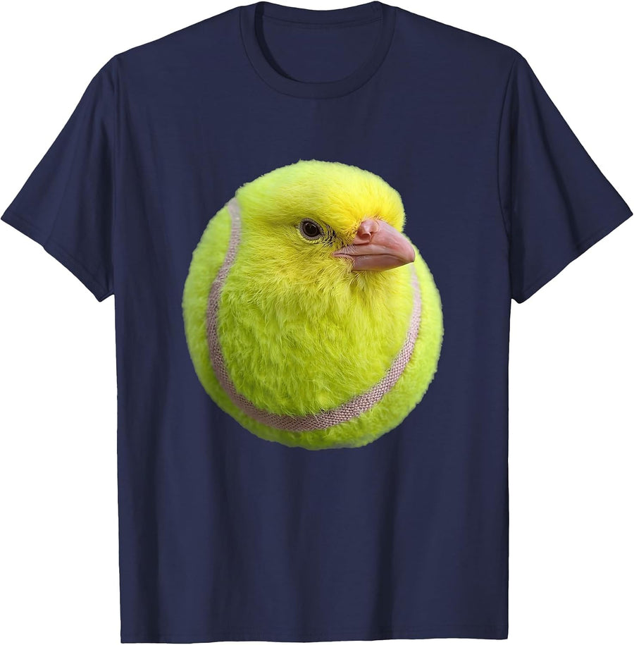 Tennis Ball Bird Meme Funny Brainrot Unhinged Silly T-Shirt - Navy Blue