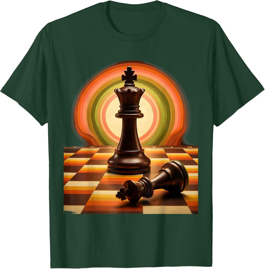 Men's Wife Beats Me Funny Chess Domination Graphic T-Shirt - Dark Green
