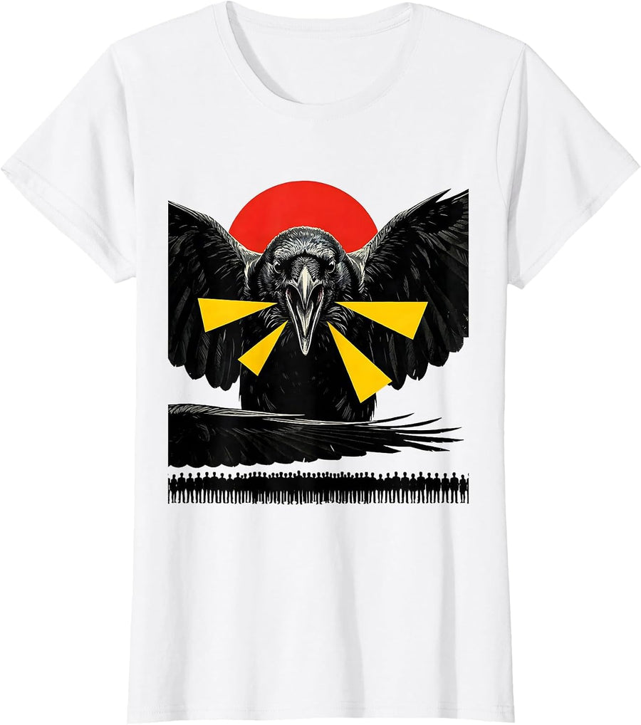 Women's Black Crow Pop Art Gothic Humor Dark Humor Gift T-Shirt - White