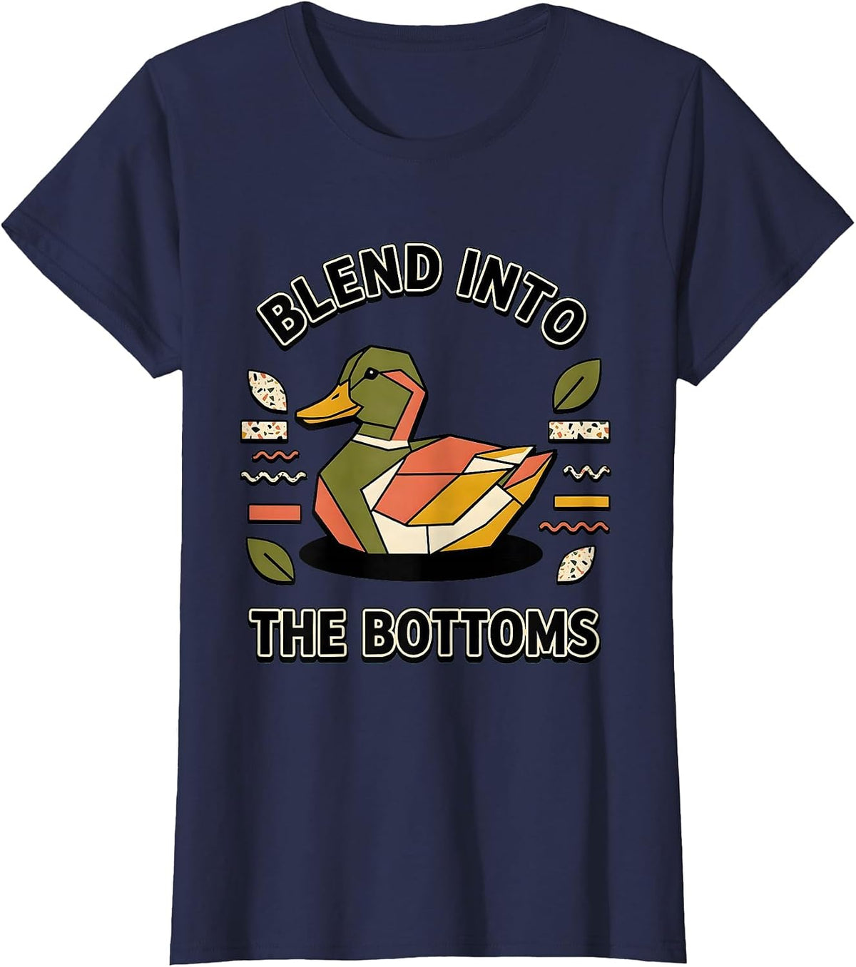 Women's Blend Into the Bottoms Bottomland Camo Design T-Shirt - Navy Blue