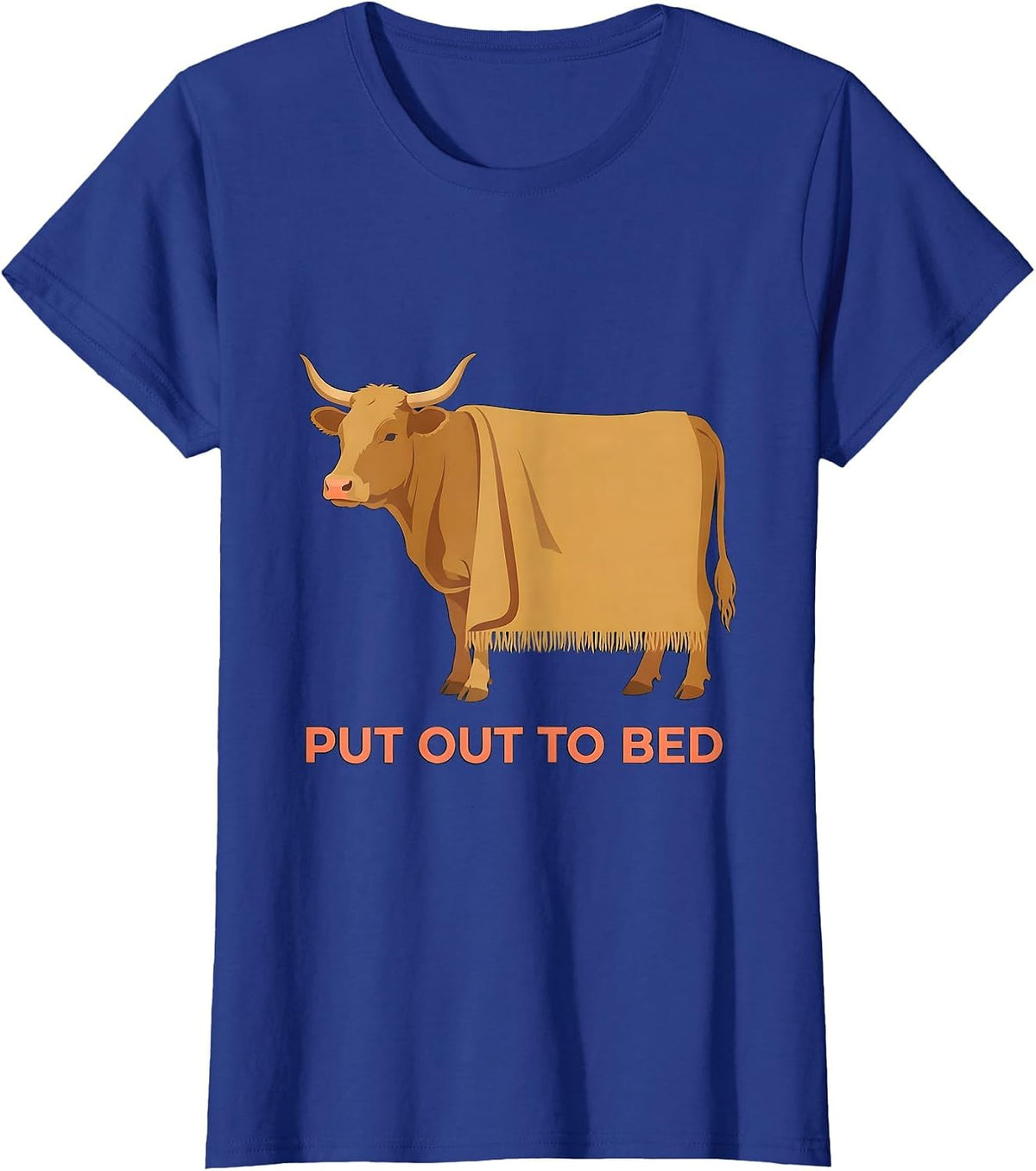 Women's Put Out To Bed Highland Cow Sleepshirt Pajama Humor T-Shirt - Royal Blue