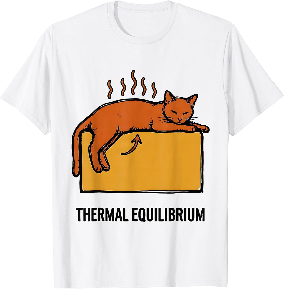 Men's Thermal Equilibrium Funny Science Cat Teacher Student Math T-Shirt - White