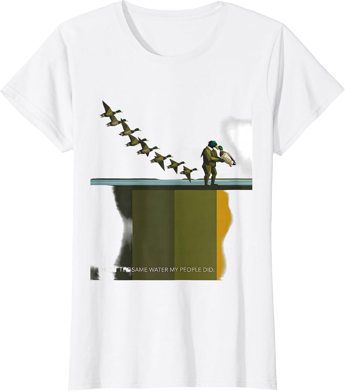 Women's I Hunt The Same Water My People Did Geometric Southern Local T-Shirt - White