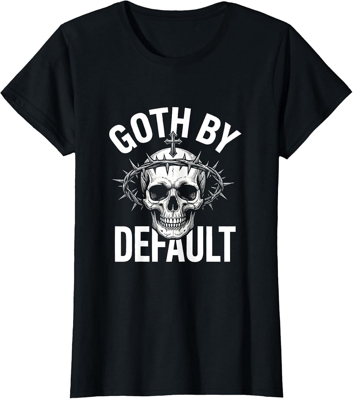 Goth By Default Monochromatic Skull Alt Aesthetic Emo Goth T-Shirt - Black