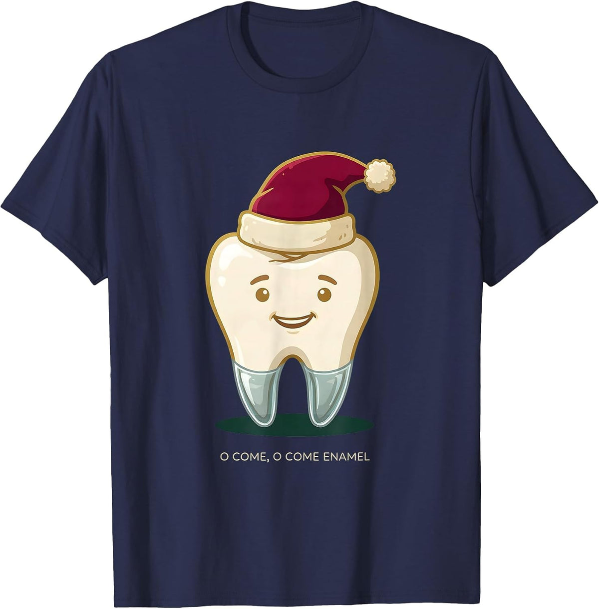 O Come O Come Enamel Funny Dentist Christmas Dental Team T-Shirt - Navy Blue
