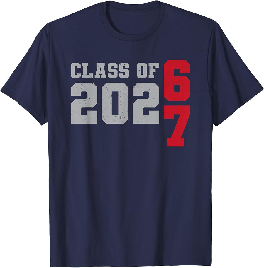 67 Meme Class of 67 Funny Gen Alpha Senior Graduation 2026 T-Shirt - Navy Blue