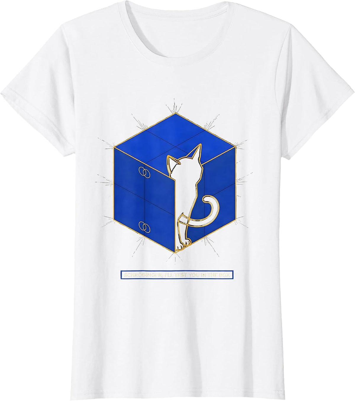 Schrödinger, I’ll Test You in the Box Funny Science Teacher T-Shirt - White