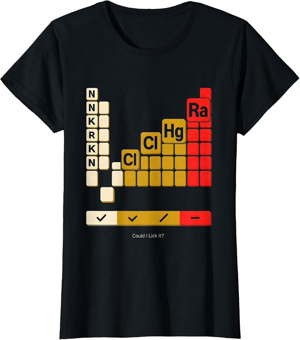 Women's Could I Lick It Funny Periodic Table Science Teacher Humor T-Shirt - Black
