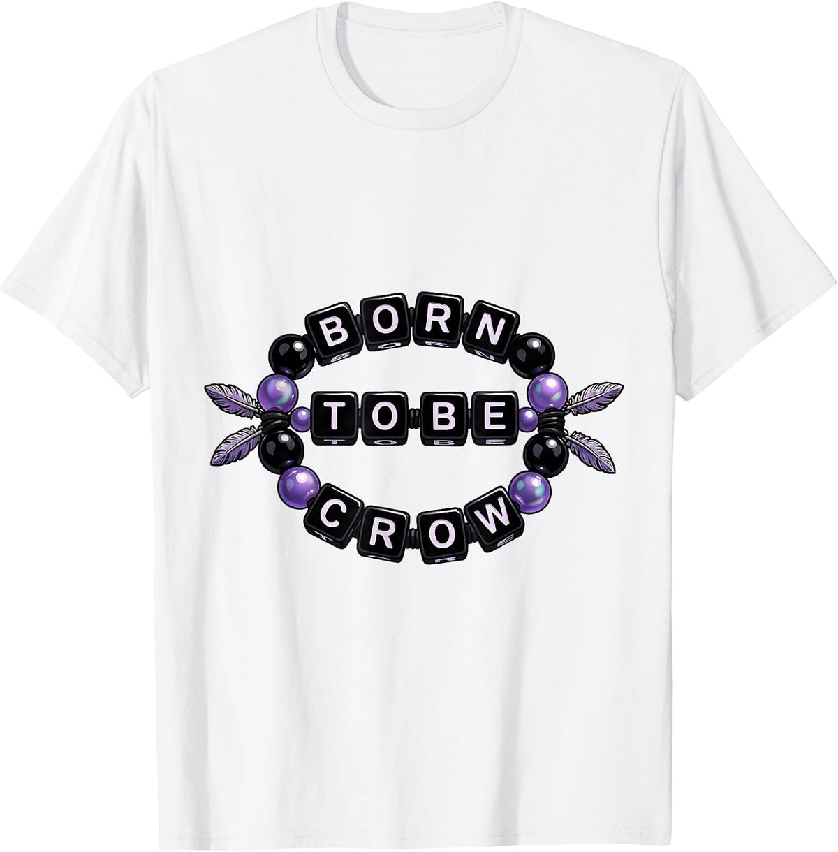 Men's Born to Be Crow Wild Spirit Graphic Design T-Shirt - White