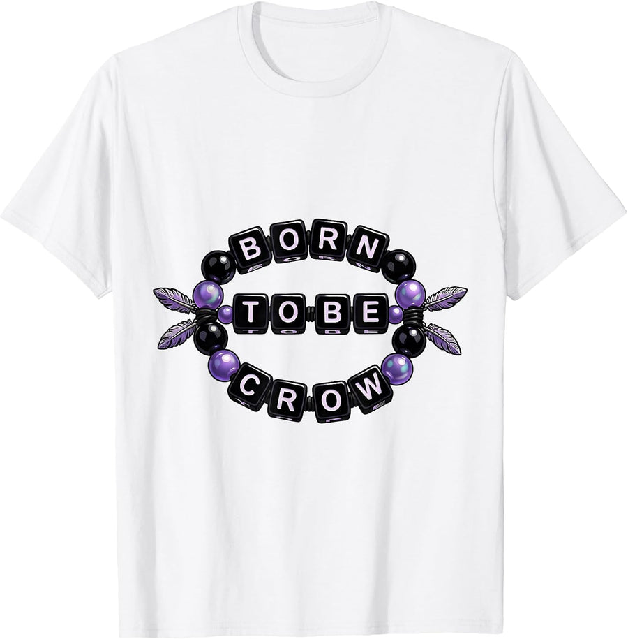 Men's Born to Be Crow Wild Spirit Graphic Design T-Shirt - White