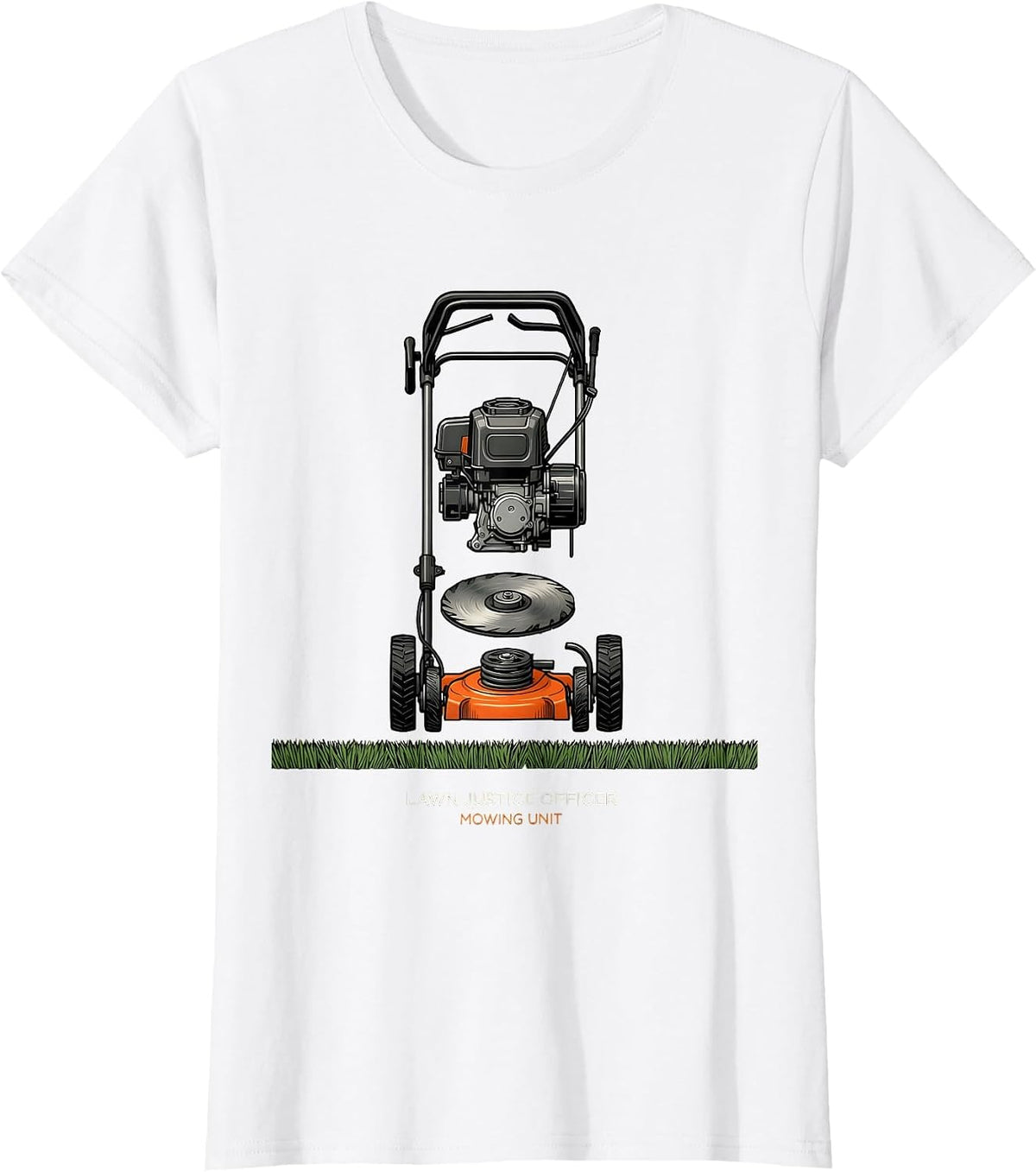 Lawn Justice Officer Mowing Unit Funny Lawn Mower Dad Gift T-Shirt - White