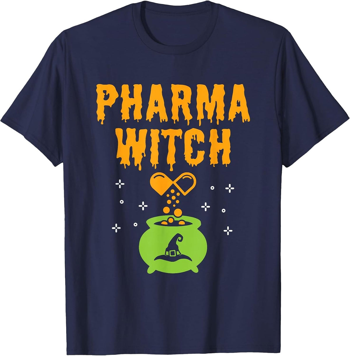 Pharmacist Halloween Women Pharmacy Tech Pharma Witch T-Shirt - Navy Blue