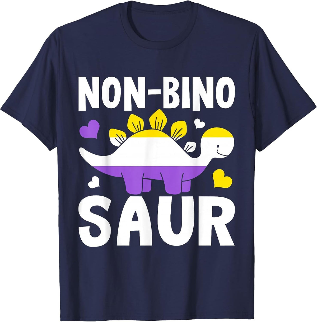 Non Bino Saur Dinosaur Aagender Non Binary T-Shirt - Navy Blue