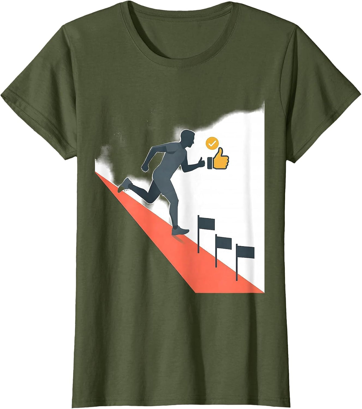 Women's Runner Thumbs Up Cross Country Track And Field Humor T-Shirt - Olive Green