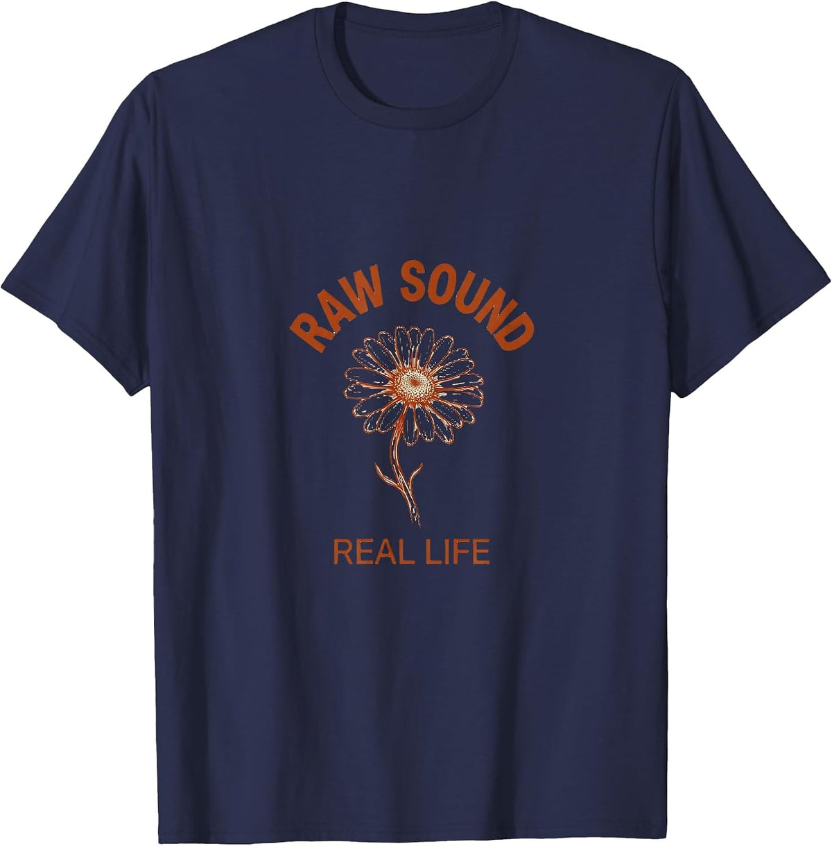 Raw Sound Real Life Grunge Music Design T-Shirt - Navy Blue
