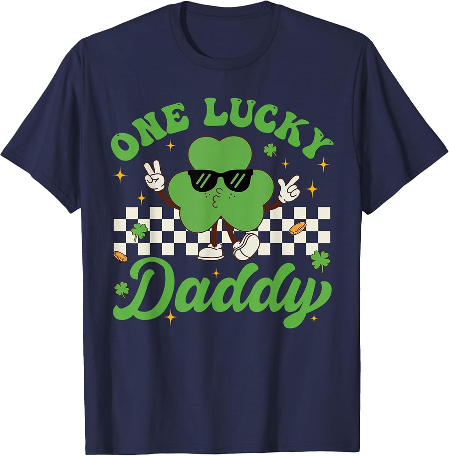 One Lucky Daddy St Patricks Day Funny Dad Father T-Shirt - Navy Blue