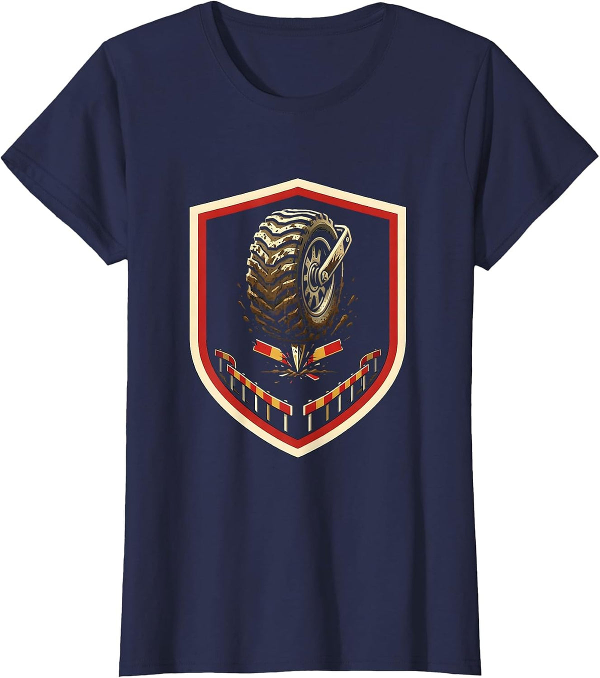 Women's Cross Country Spike Shield Track And Field Runner Gift T-Shirt - Navy Blue