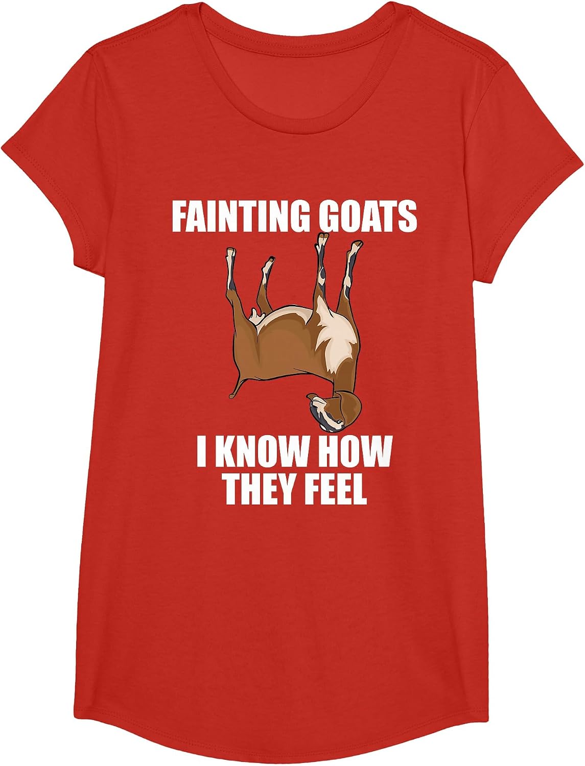 Goat Lover Farmer Fainting Goats I Know How They Feel T-Shirt - Girls Red