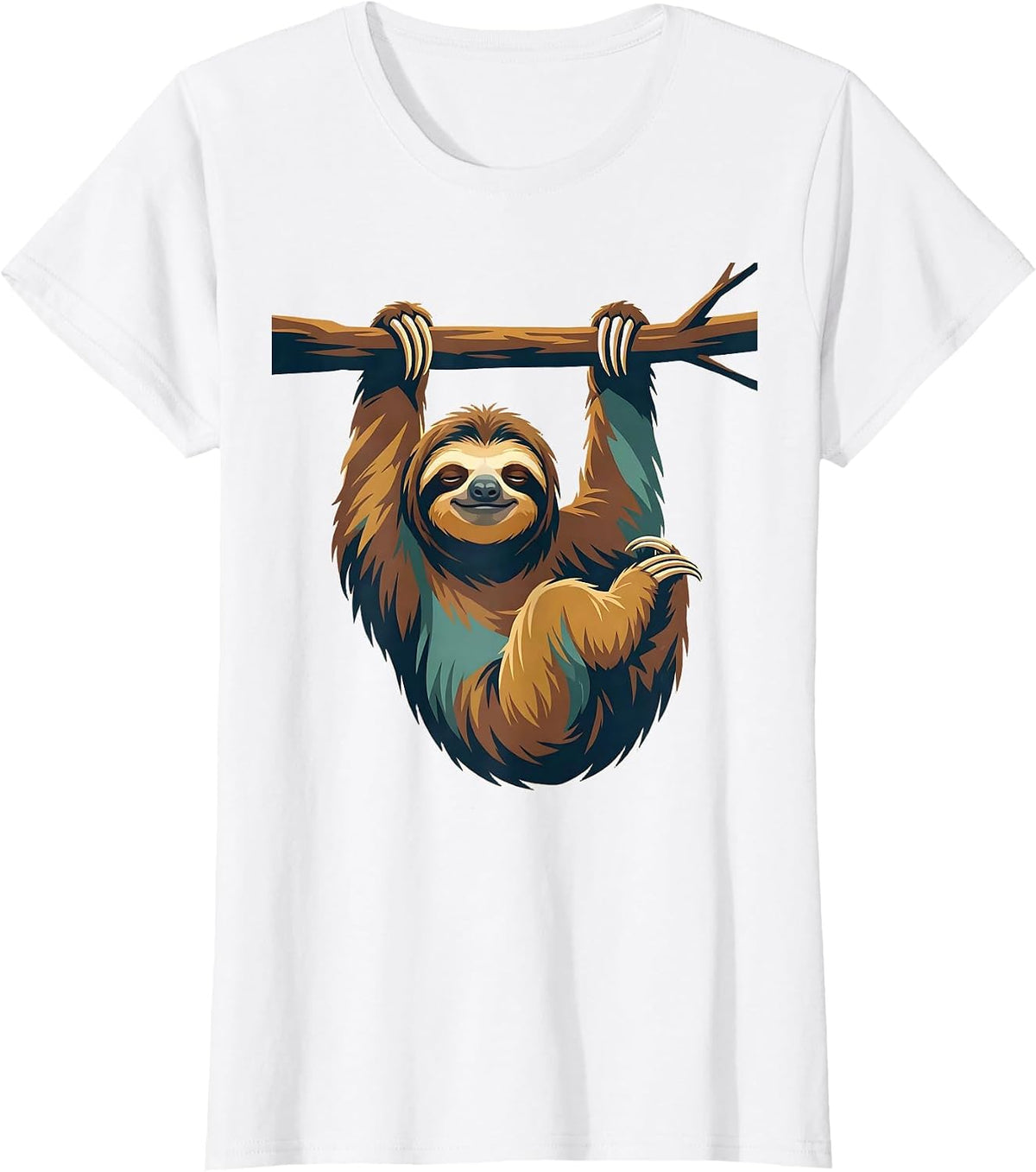 Women's Exhausted Sloth Hanging From a Branch T-Shirt - White